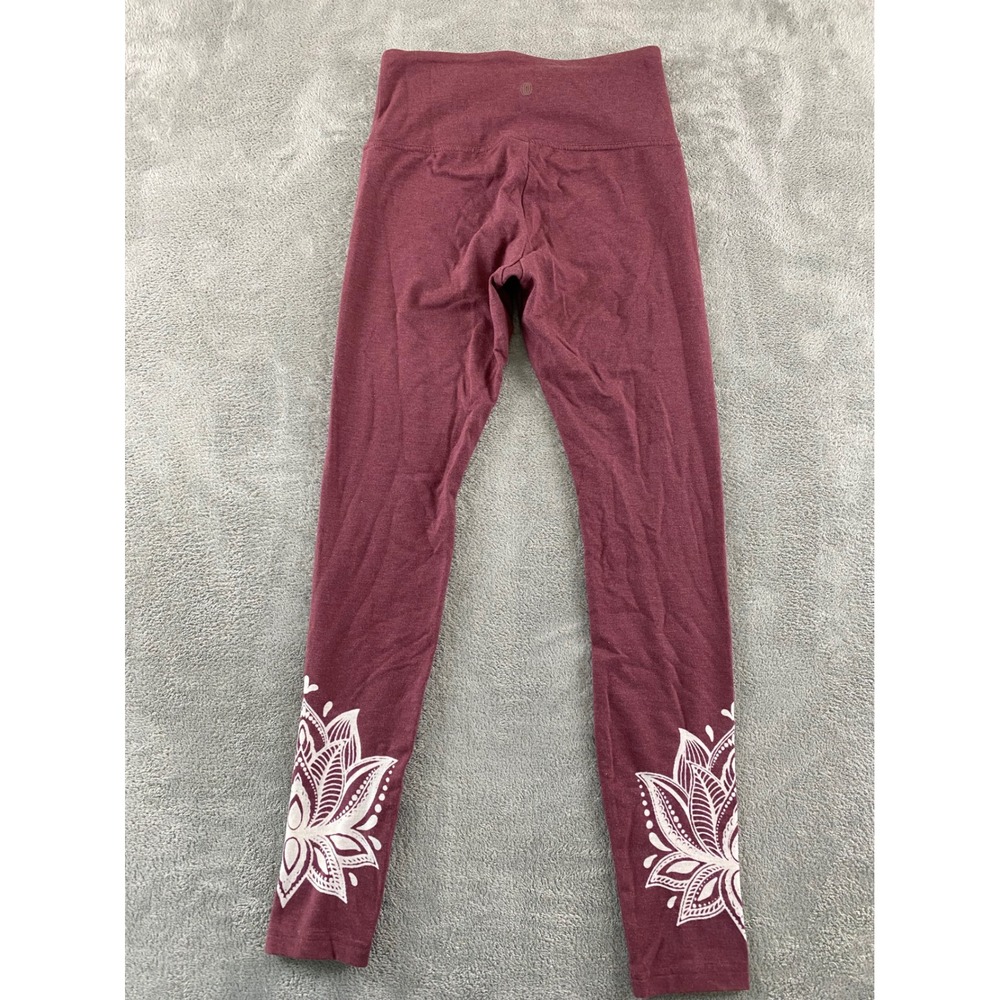 Balance Collection Womens Burgundy Lotus Graphic High Waisted Leggings Size S - Picture 12 of 13